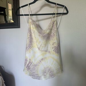 Silky Cross Back Tank Top with adjustable straps size Small - Women's Beige